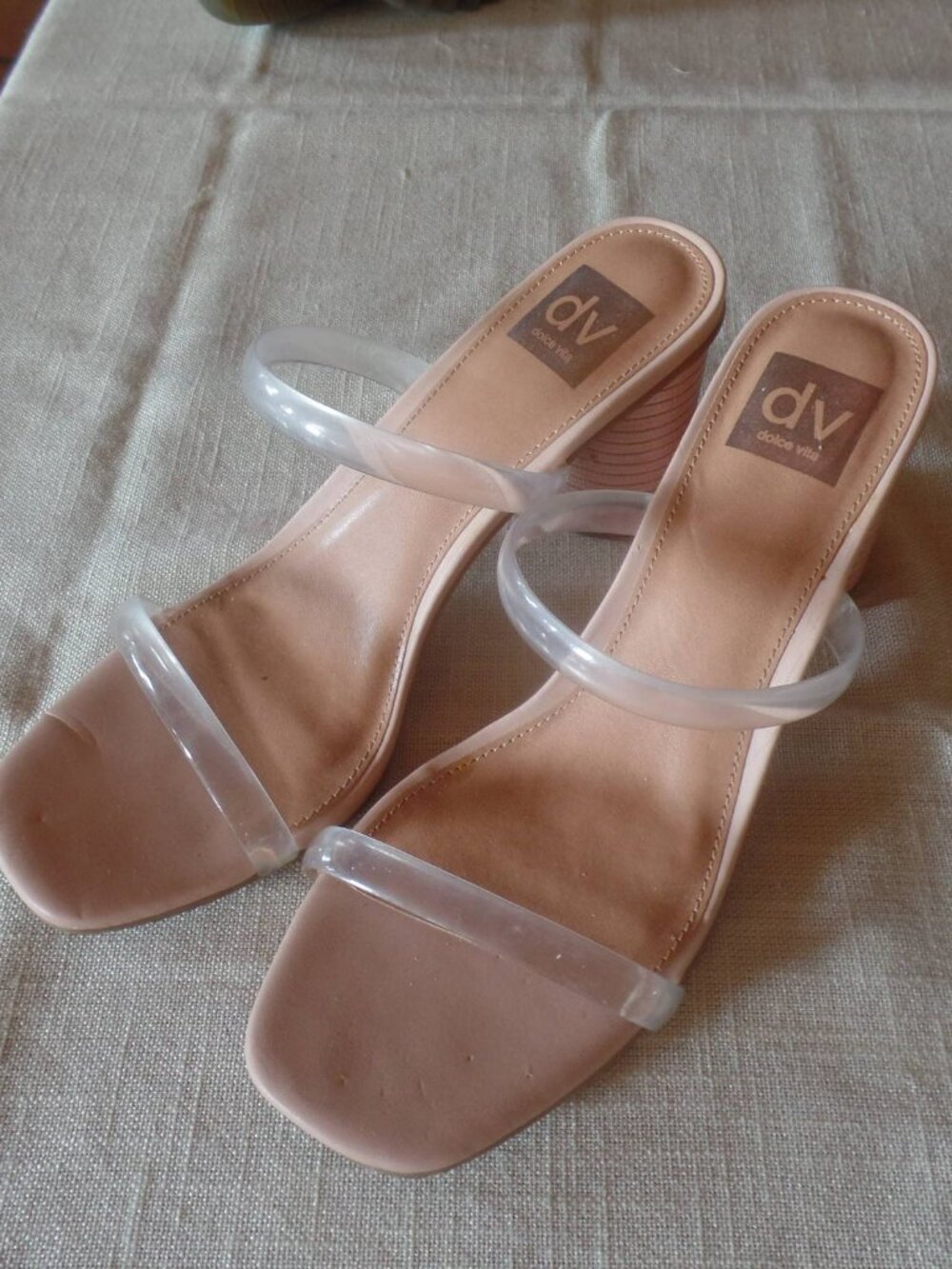 Dolce Vita Clear Strap Block Heel Mule Sandals Blush Pink Women's 8.5